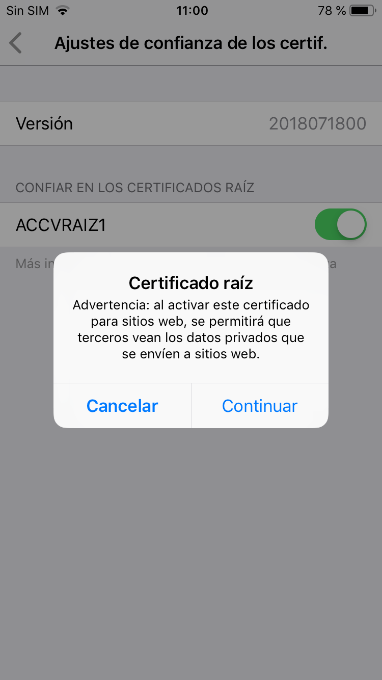 Autorizando el certificado raíz