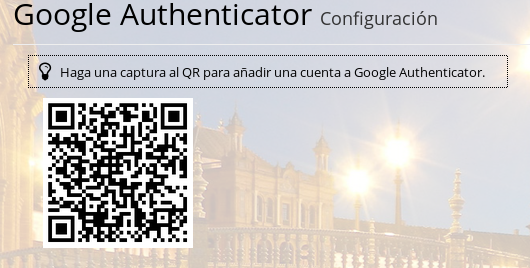 Pantalla de Google authenticator.
