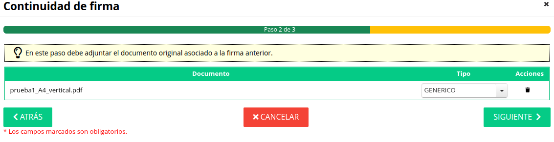 Paso Adicional en firmas CADES, adjunta documento original Paso Adicional en firmas CADES, adjunta documento original